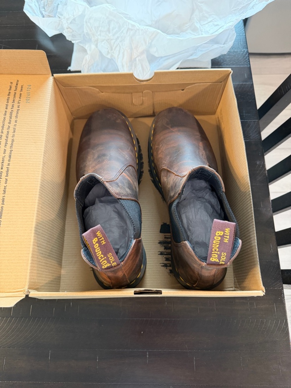 Dr. Martens Chestnut Brown Full Waxed Grain Slip-On Boots US Size 13 NIB - Picture 3 of 10